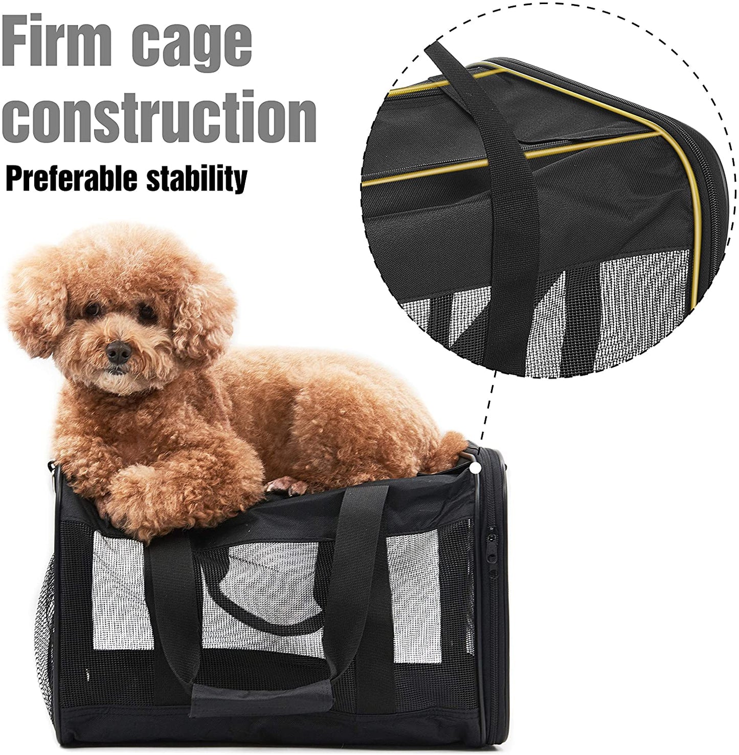 Scratchme Airline Approved Soft Sided Pet Travel Carrier - Collapsible, Durable Bag for Cats, Small Dogs, Kittens & Puppies (Medium) - Travel Safely & Comfortably with Your Pet!