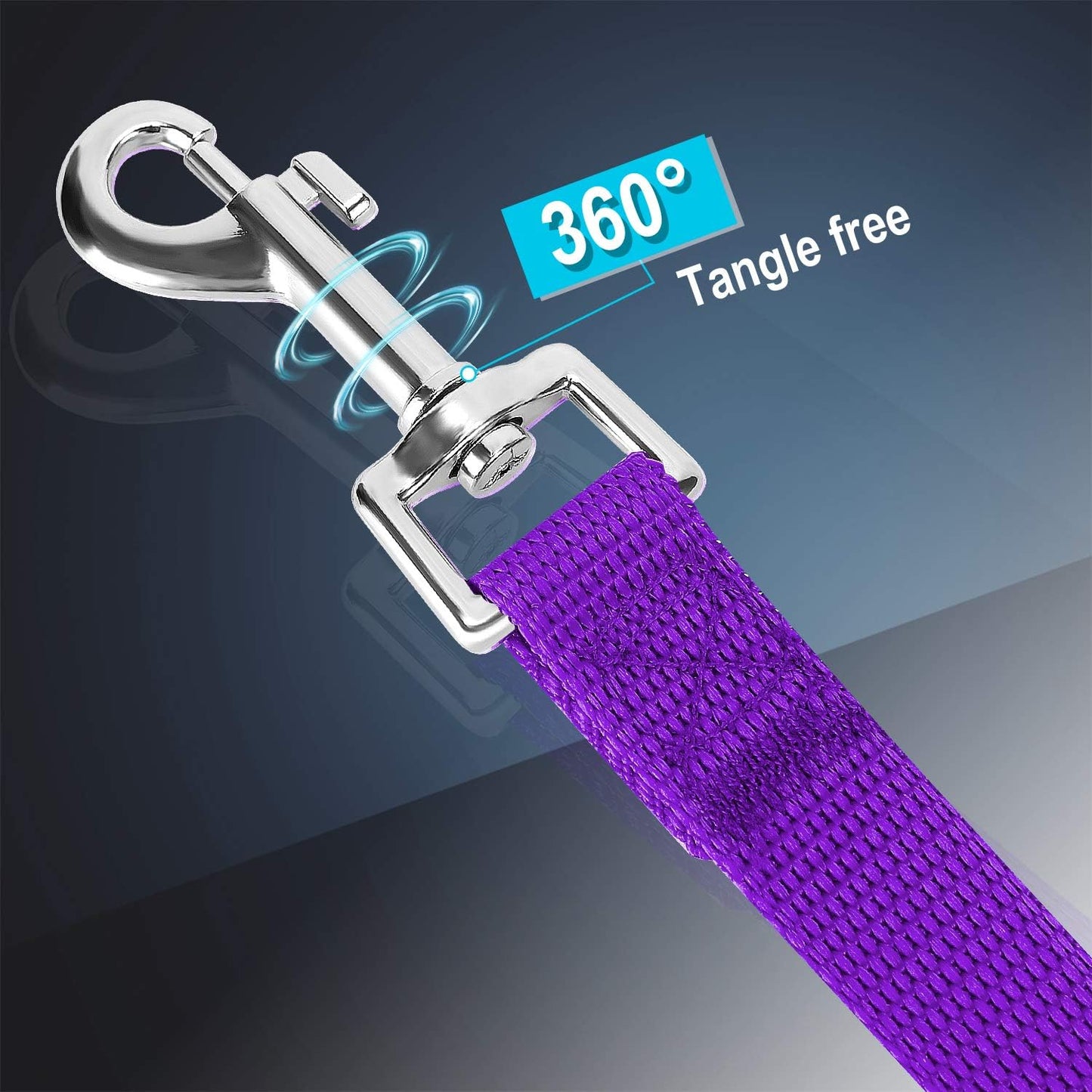 Durable 15 Ft Purple Leash for Dog and Cat Training, Play, and Camping - Perfect for Small to Medium Pets