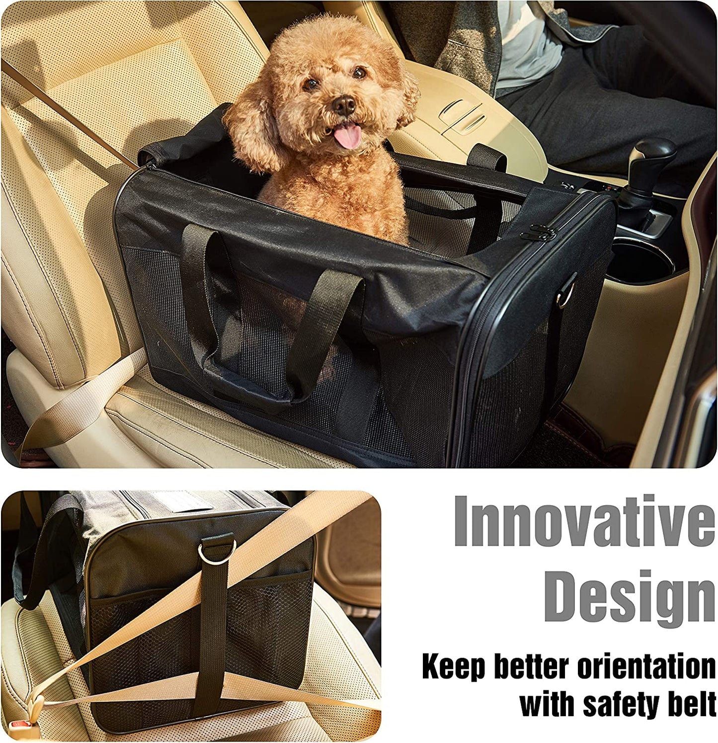 Scratchme Airline Approved Soft Sided Pet Travel Carrier - Collapsible, Durable Bag for Cats, Small Dogs, Kittens & Puppies (Medium) - Travel Safely & Comfortably with Your Pet!