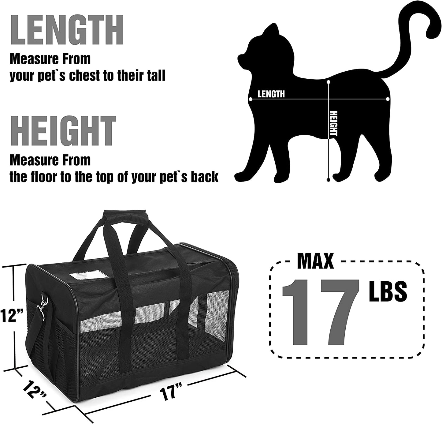 Scratchme Airline Approved Soft Sided Pet Travel Carrier - Collapsible, Durable Bag for Cats, Small Dogs, Kittens & Puppies (Medium) - Travel Safely & Comfortably with Your Pet!