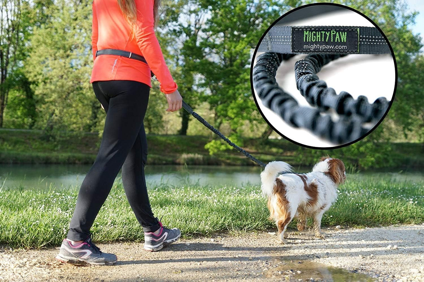 Ultimate Hands-Free Dog Leash | Adjustable Bungee Waist Belt for All Breeds - Perfect for Walking & Running (36" - 48") - Up to 150 Lbs - Stylish Gray Design
