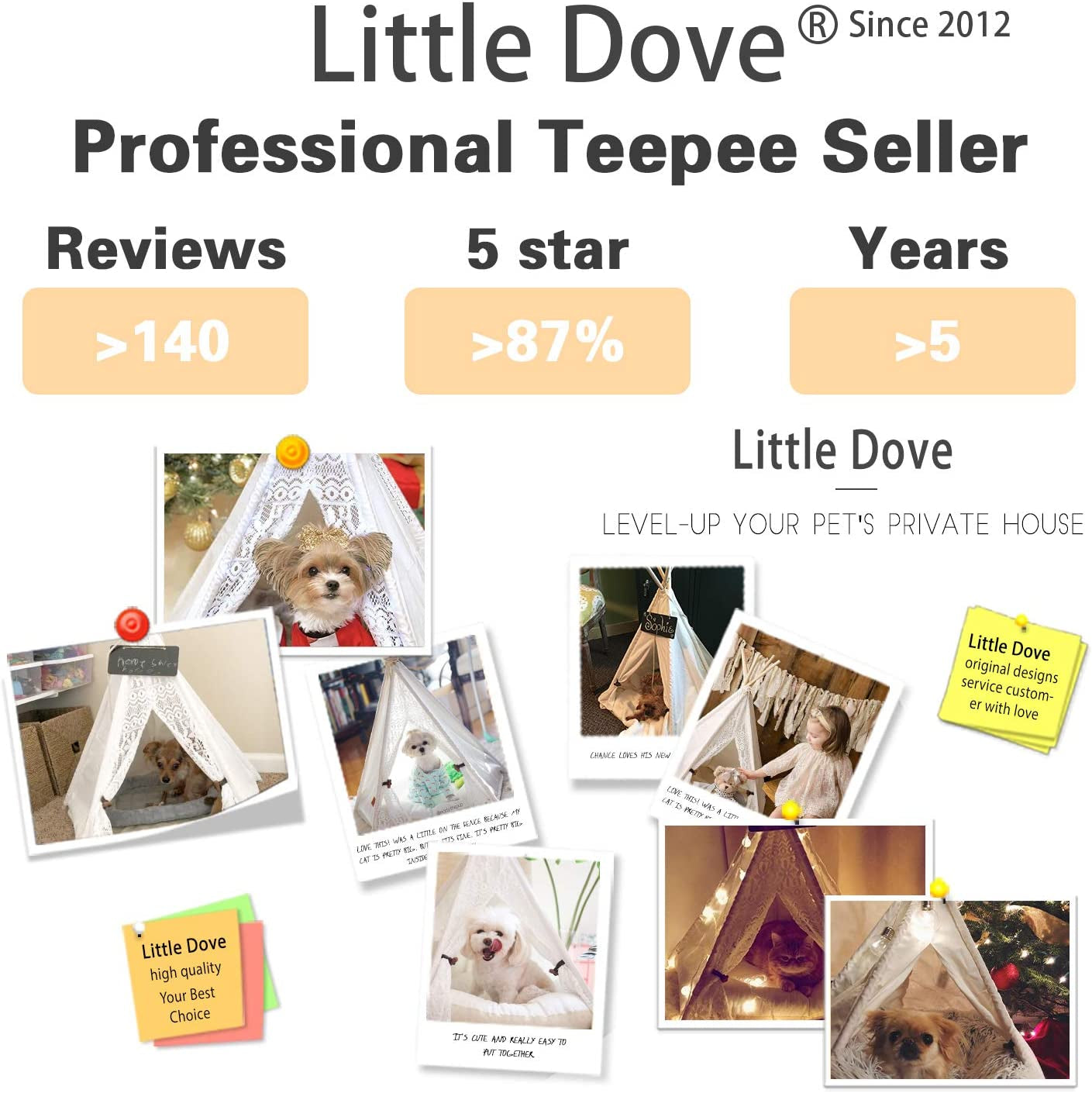 Stylish 24-Inch Portable Pet Teepee Tent for Dogs and Cats - Lace Design, No Cushion