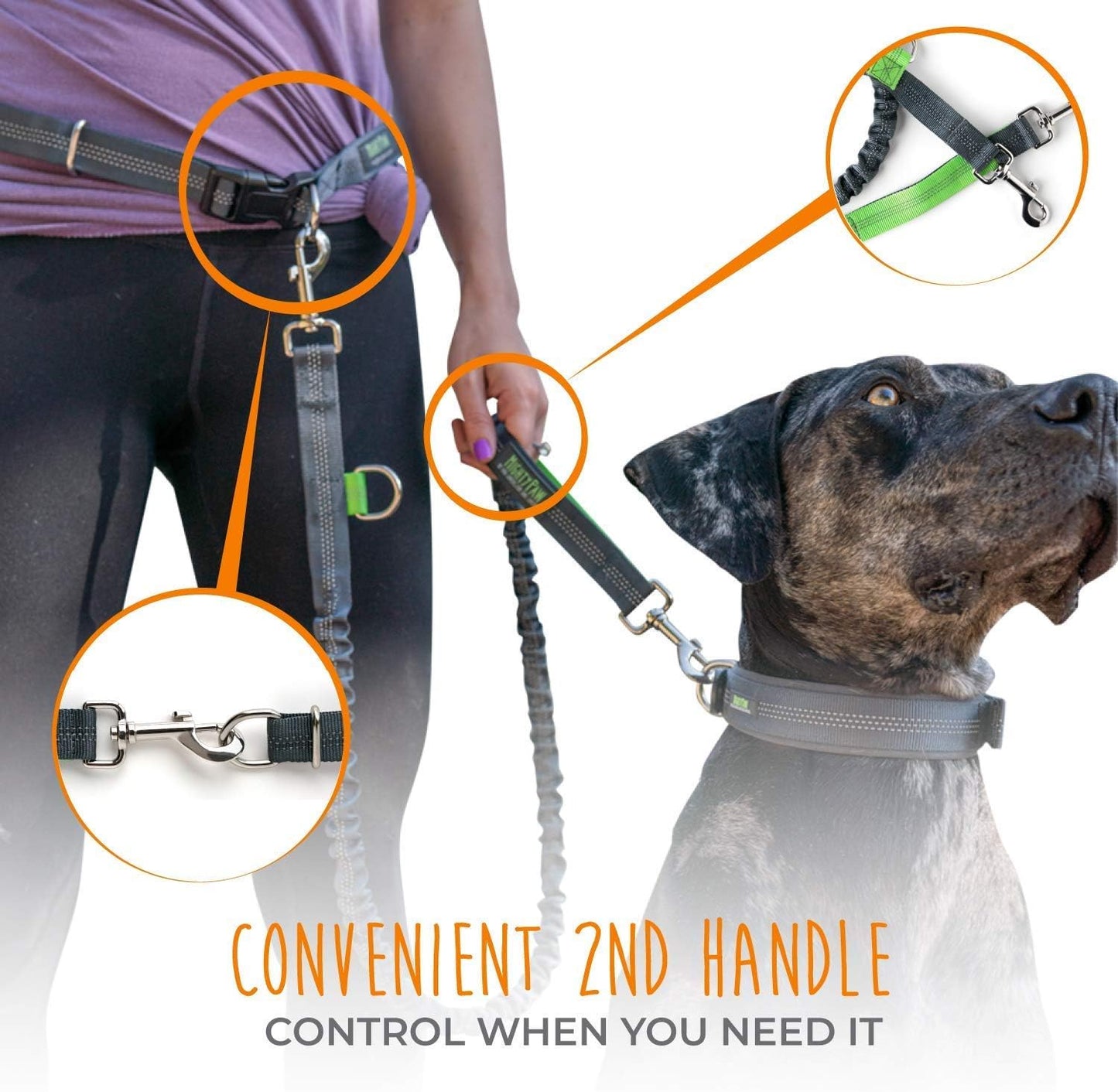 Ultimate Hands-Free Dog Leash | Adjustable Bungee Waist Belt for All Breeds - Perfect for Walking & Running (36" - 48") - Up to 150 Lbs - Stylish Gray Design