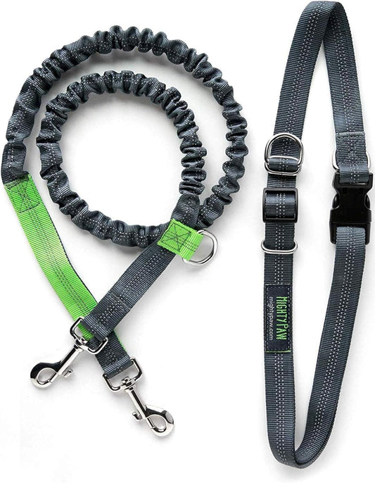 Ultimate Hands-Free Dog Leash | Adjustable Bungee Waist Belt for All Breeds - Perfect for Walking & Running (36" - 48") - Up to 150 Lbs - Stylish Gray Design