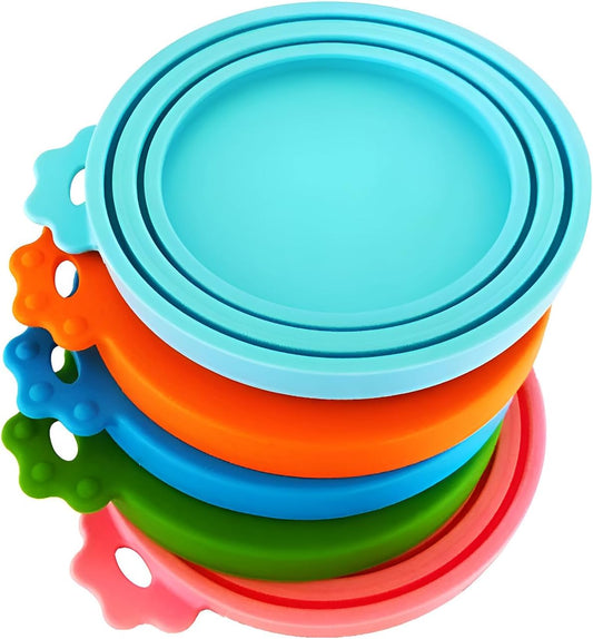 5 Pack Silicone Pet Food Can Covers - Universal BPA Free Lids for Dogs and Cats - Fits Most Standard Cans for Fresh Storage