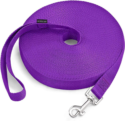 Durable 15 Ft Purple Leash for Dog and Cat Training, Play, and Camping - Perfect for Small to Medium Pets