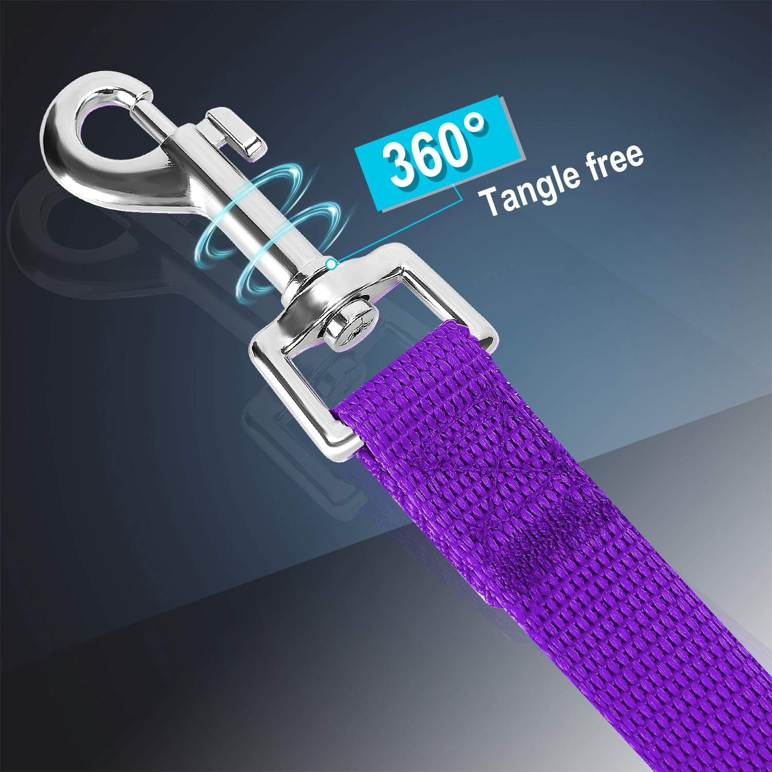 Durable 15 Ft Purple Leash for Dog and Cat Training, Play, and Camping - Perfect for Small to Medium Pets